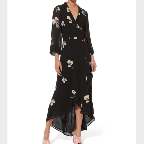 Ganni Dresses & Skirts - GANNI Lorita Floral Georgette Maxi Wrap Dress